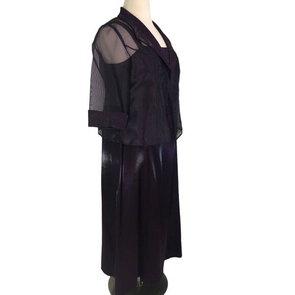 Alex Evenings Mother of Bride Jacket Dress Shift Lagenlook Purple Size 18WP - Picture 9 of 9